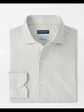 Peter Millar Excursionist Flex Stripe Sport Shirt: Willow (Gray Stripe)